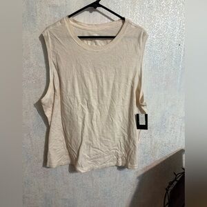 No Boundaries Cream Muscle Tee With Back Cut Out, Sz XXL 20, 100% Cotton